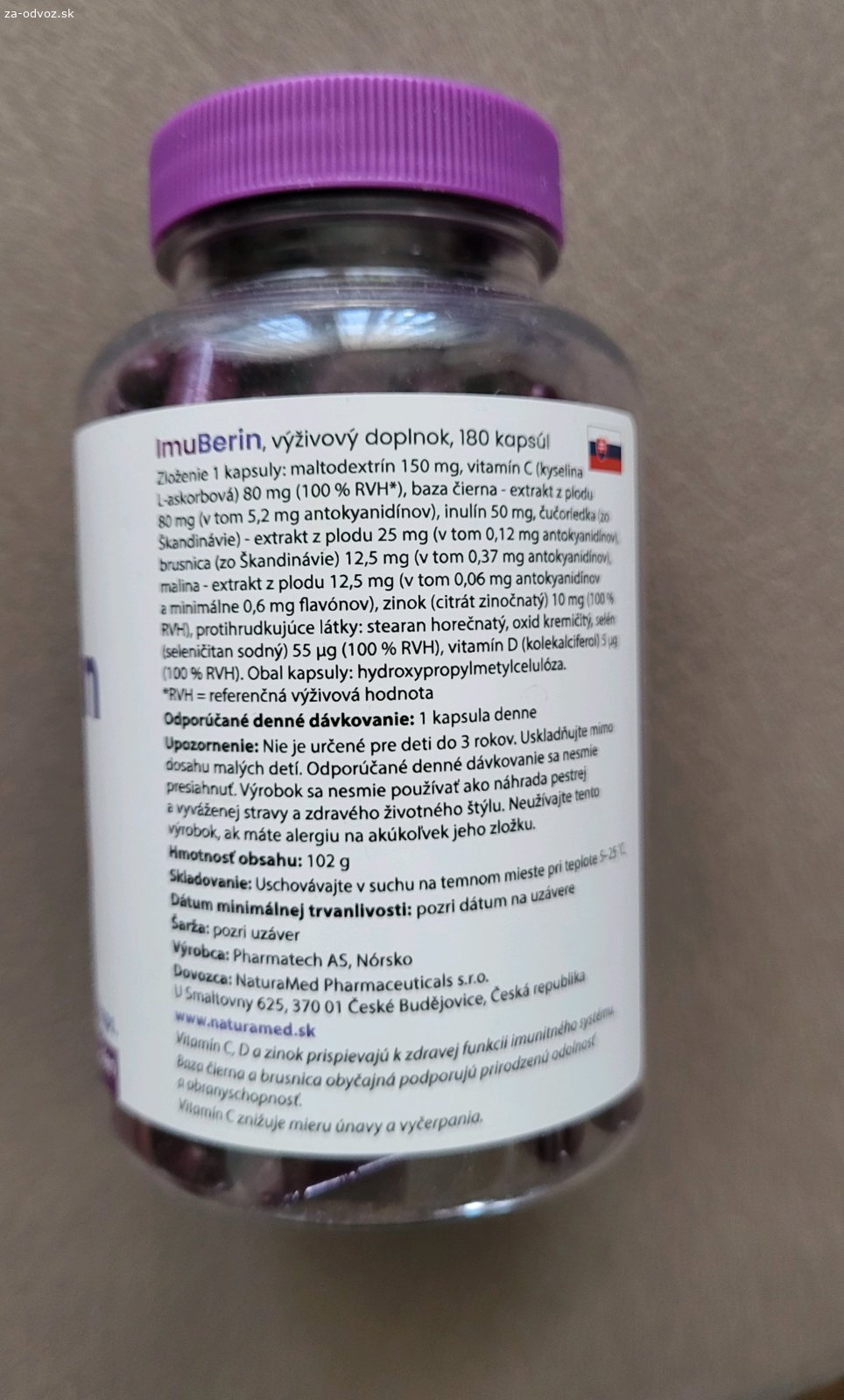ImuBerin. Darujem za odvoz ImuBerin - výživový doplnok na posilnenie imunity. 
Pár tabletiek minutých.